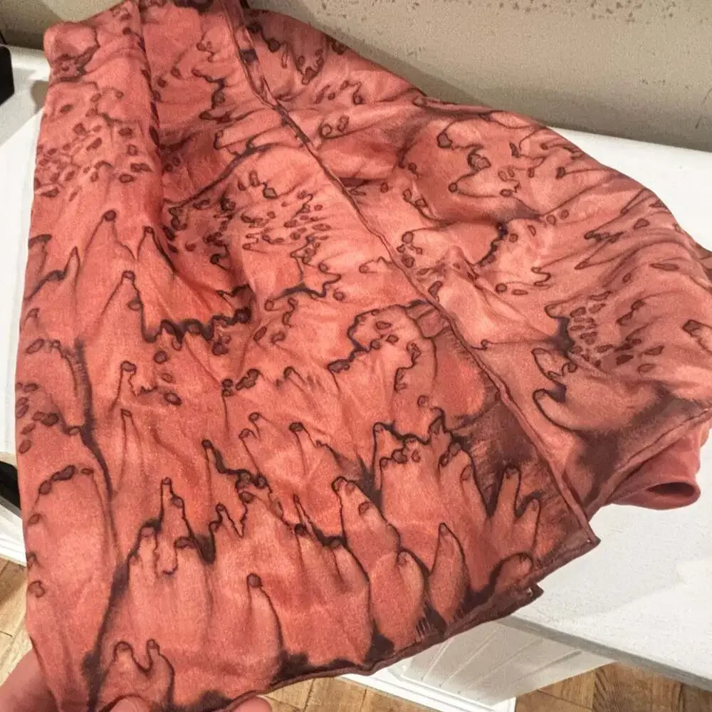 Hand-Painted Silk Scarf Red Abstract Design